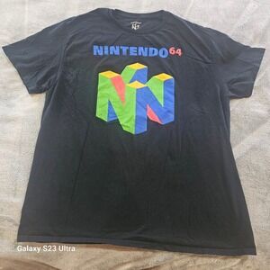 Nintendo 64 Logo Official T Shirt Mens Size XL Black Short Sleeve Retro Gaming